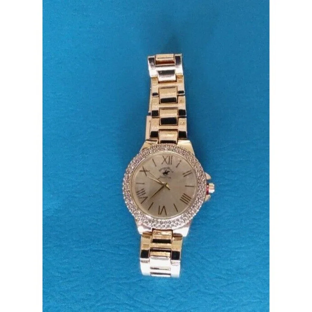 New without box Women's Beverly Hills Polo Club Gold Tone Watch with Crystals
